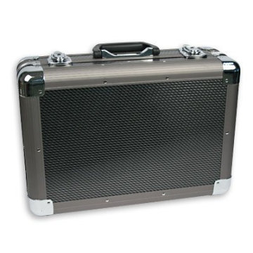 Caja de herramientas de caja de aluminio con apariencia de carbono con esquinas redondeadas y plaquitas de espuma flexibles de aluminio